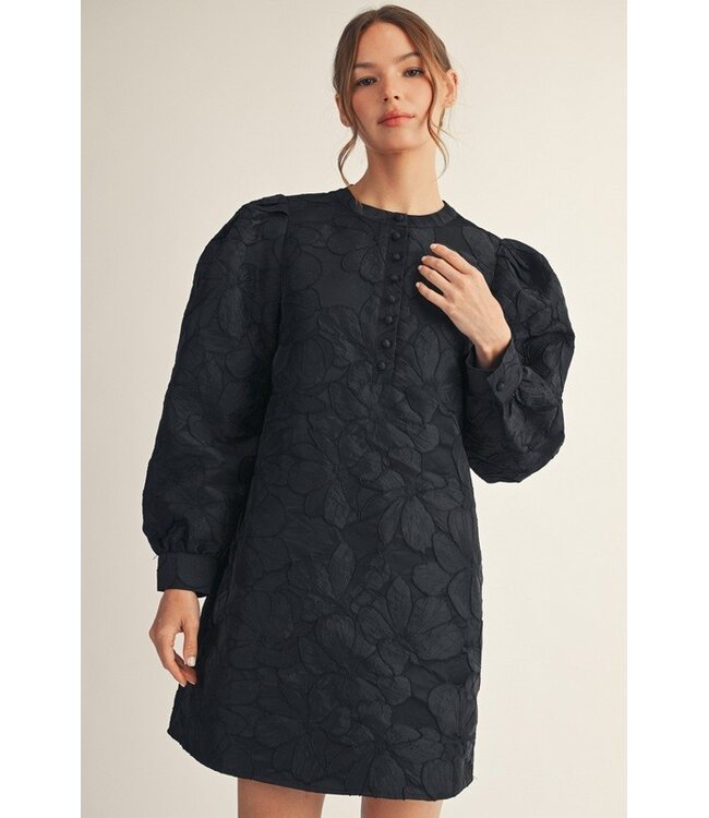 Jasmine Black Floral Jacquard Dress