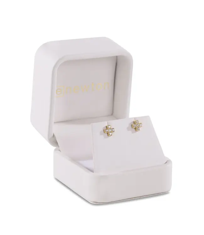 Enewton 14kt Gold & Diamond Signature Cross Studs
