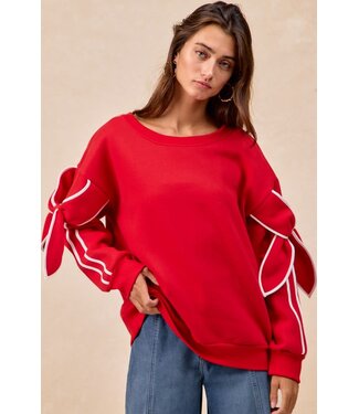 Bibi Chelsey Red Bow Fleece Sweatshirt