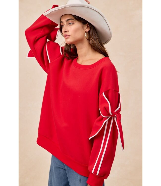 Chelsey Red Bow Fleece Sweatshirt
