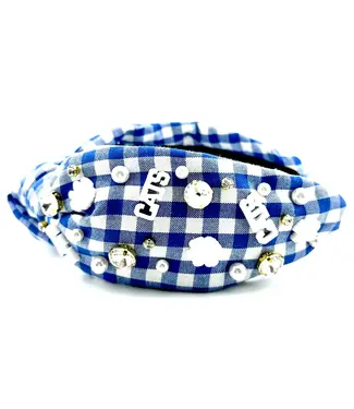 Cora's Den Cats Gingham Knotted Headband