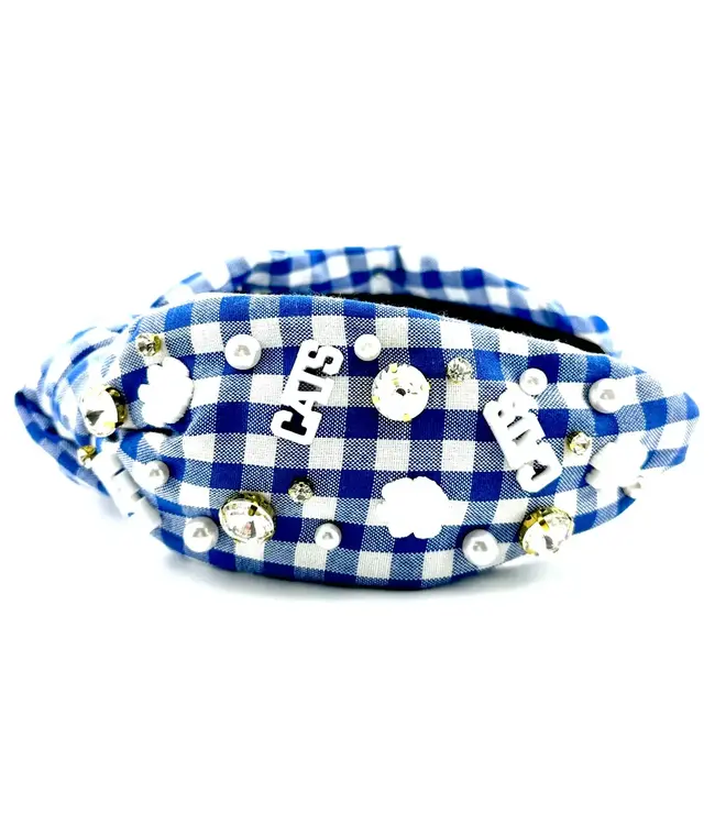 Cats Gingham Knotted Headband