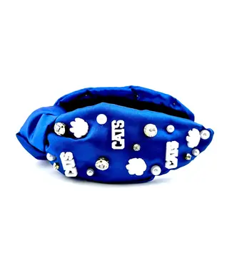 Cora's Den Cats Royal Blue Knotted Headband