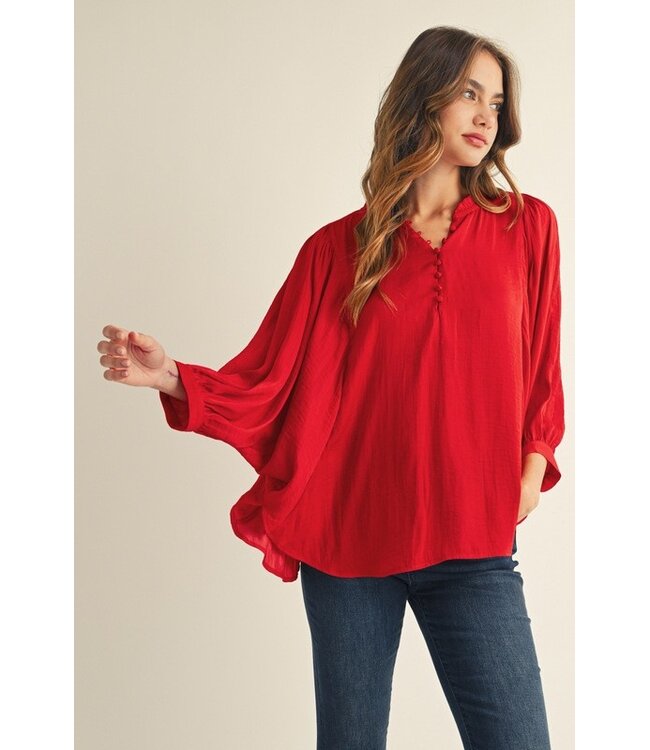 Hope Red Peasant Blouse