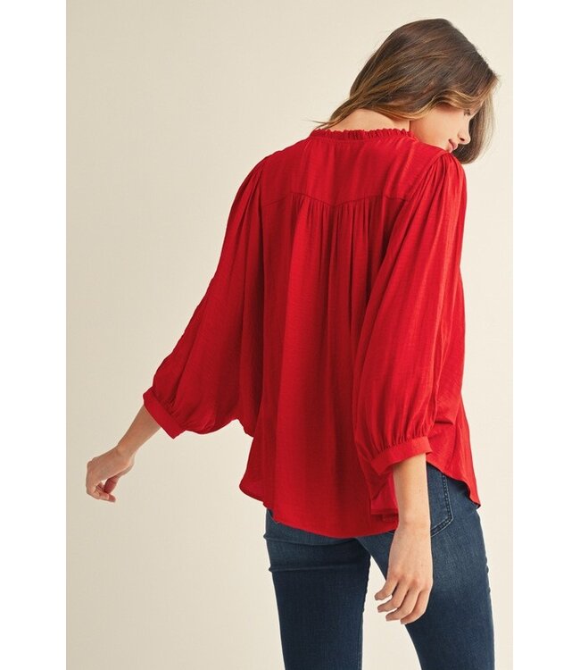 Hope Red Peasant Blouse