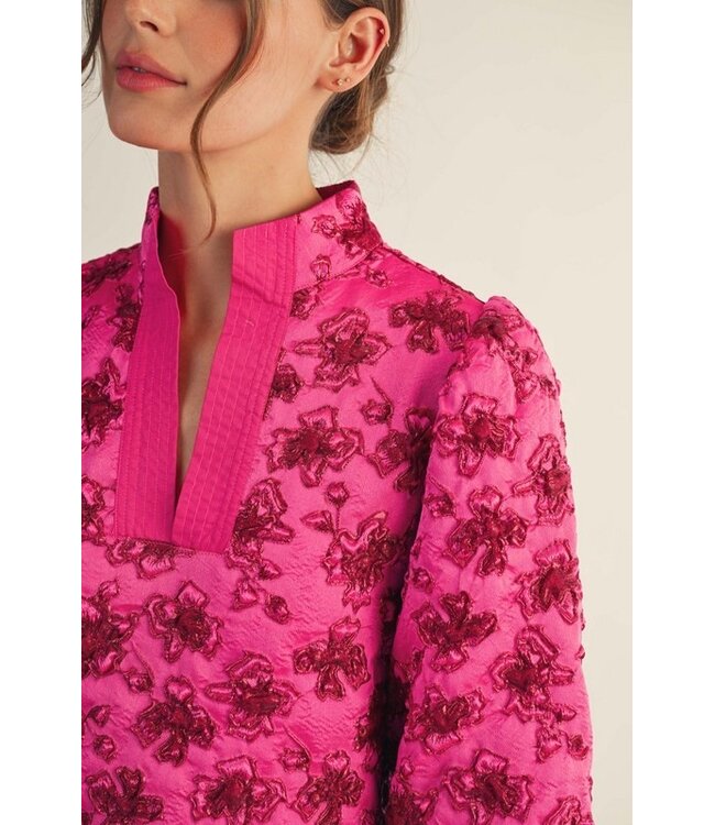 Chantel Hot Pink Jacquard Top