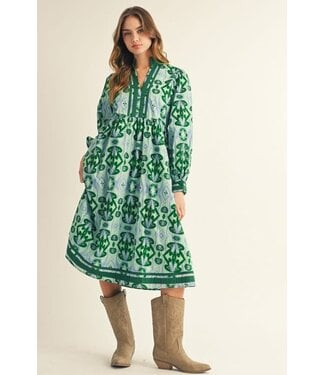 Jodifl Ginnie Green Floral Midi Dress