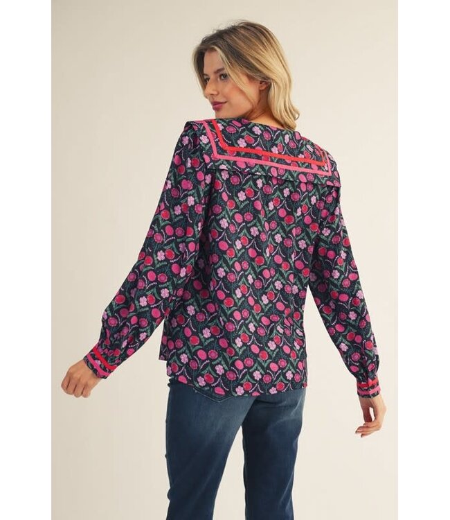 Becky Black Floral Top