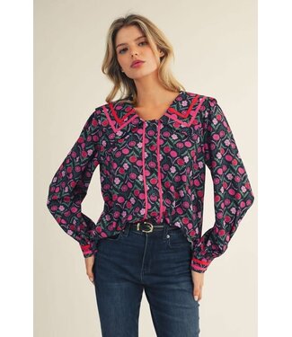 Jodifl Becky Black Floral Top