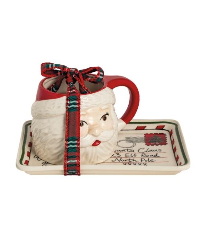 Figural Santa Milk & Cookies Set