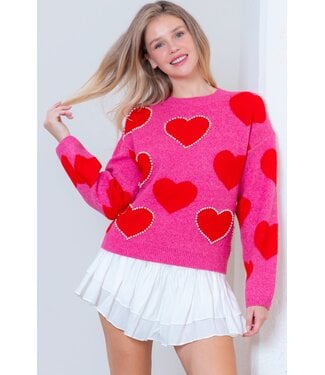 Taelynn Lee Ann Pink Heart Sweater
