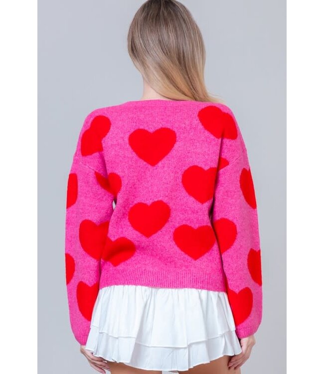 Lee Ann Pink Heart Sweater