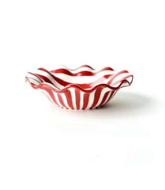Red Stripe Ruffle Flare Small Bowl