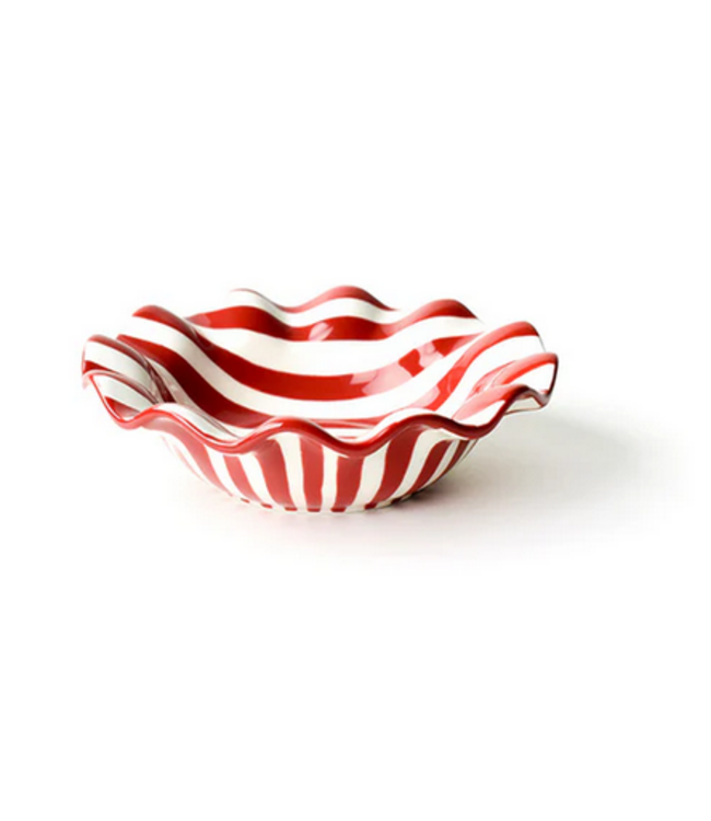 Coton Colors Red Stripe Ruffle Flare Small Bowl