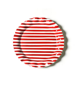 Red Stripe Ruffle Round Platter