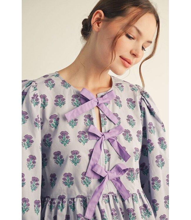Marlene Lavender Floral Peplum Top