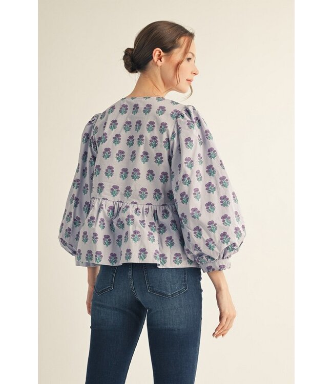 Marlene Lavender Floral Peplum Top