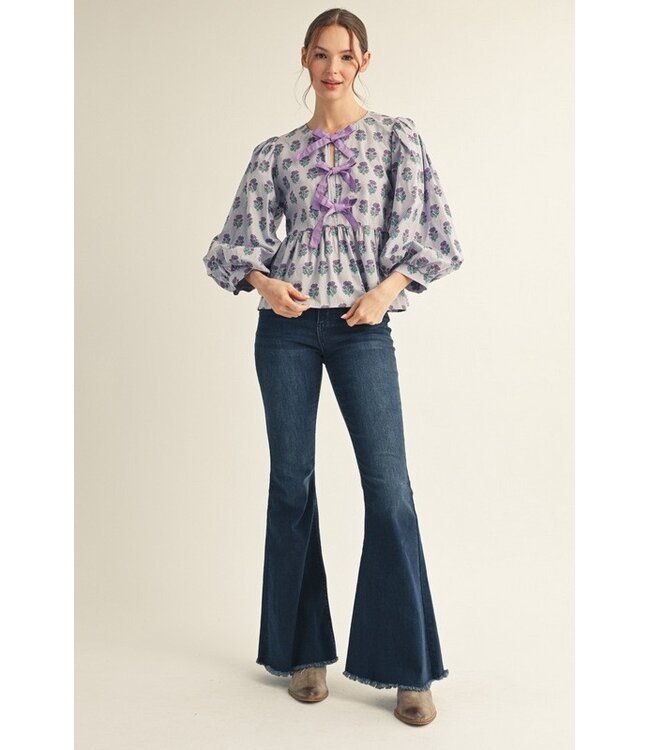 Marlene Lavender Floral Peplum Top