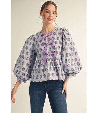 Jodifl Marlene Lavender Floral Peplum Top
