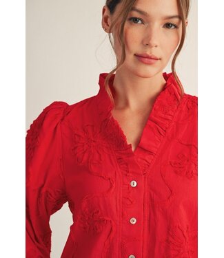 Jodifl Cindy Tomato Red Floral Top