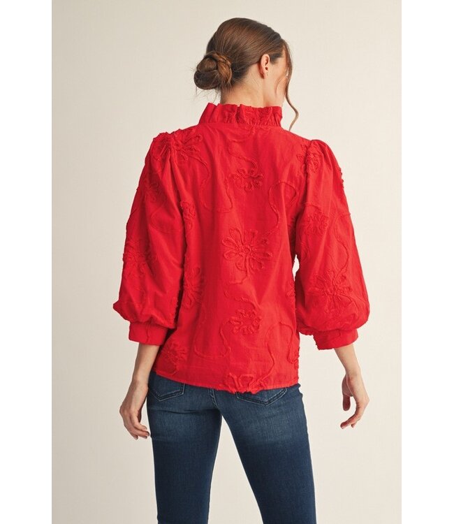 Cindy Tomato Red Floral Top