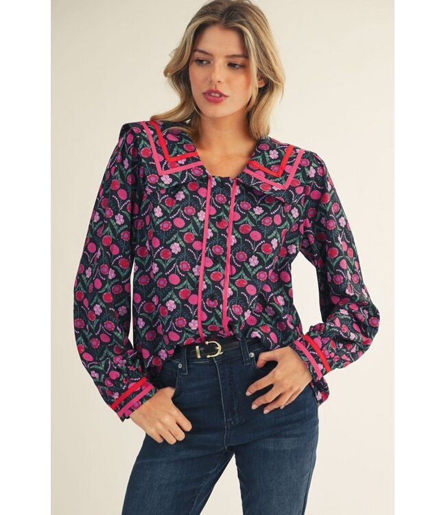 Becky Black Floral Top