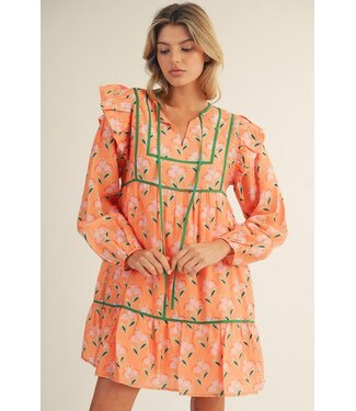 Jodifl Scarla Tangerine Floral Peasant Dress