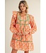 Scarla Tangerine Floral Peasant Dress