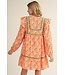 Scarla Tangerine Floral Peasant Dress