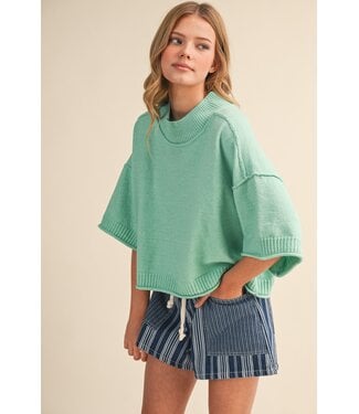 Merci Tiffany Mint Green Short Sleeve Sweater
