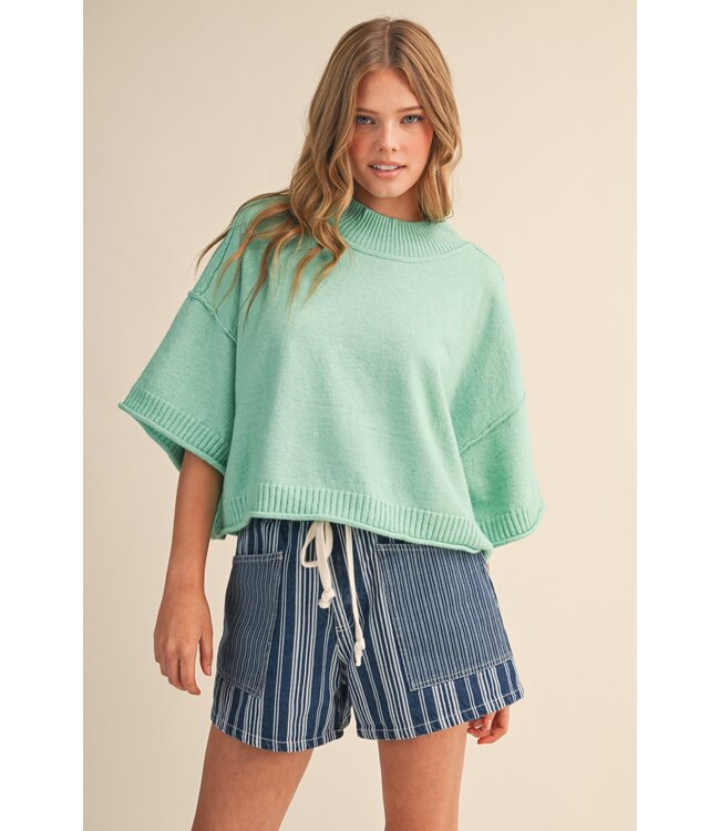 Tiffany Mint Green Short Sleeve Sweater