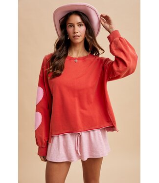 Anniewear Cammy Red Heart Patch French Terry Sweatshirt