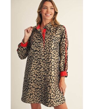 Jodifl Sammie Red Metallic Leopard Dress