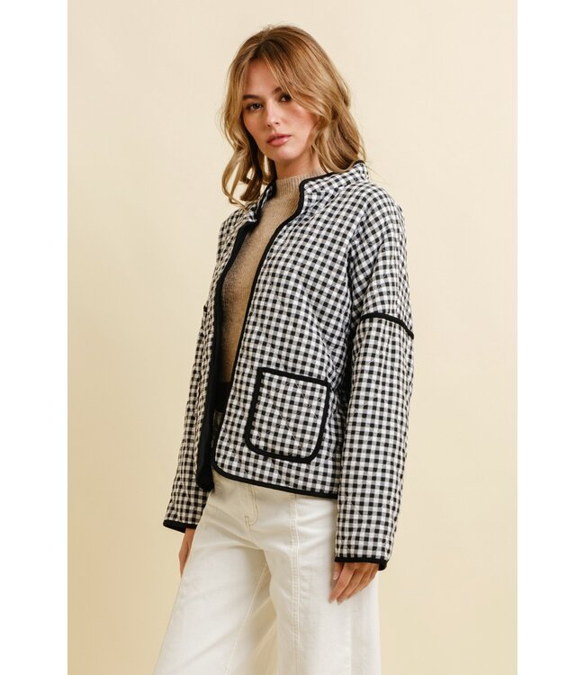 Josie Black Quilted Plaid Puff Jacket