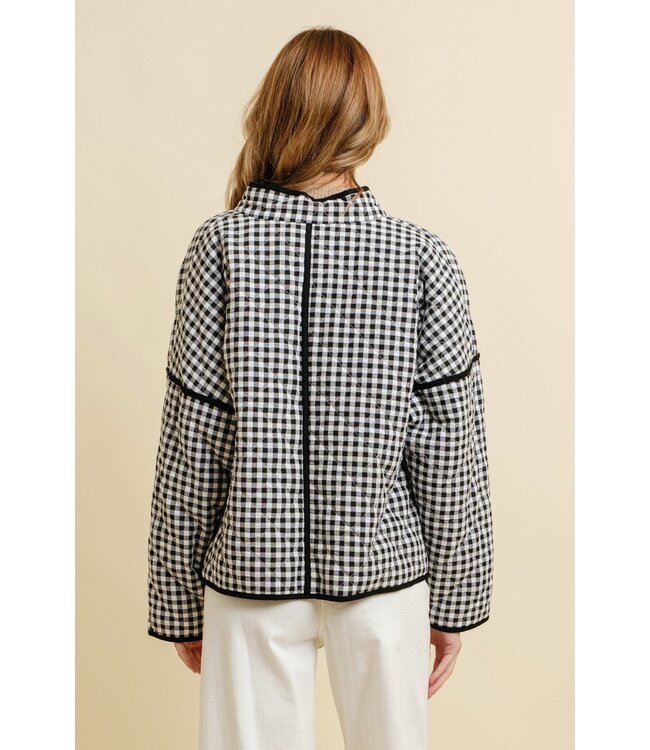 Josie Black Quilted Plaid Puff Jacket