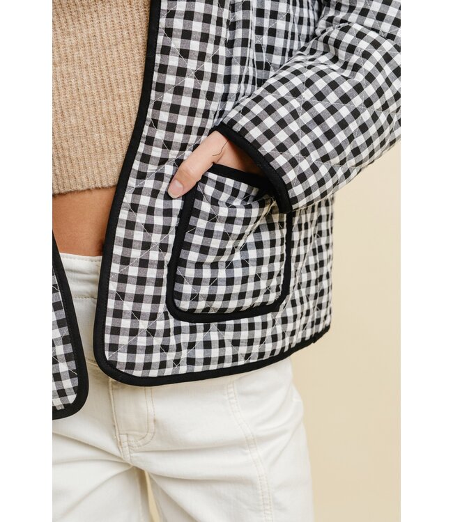 Josie Black Quilted Plaid Puff Jacket