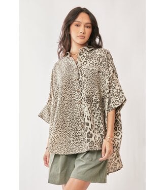 Davi & Dani Sara Beth Taupe Leopard Top