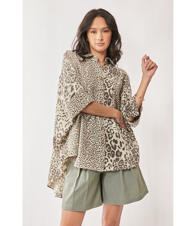 Sara Beth Taupe Leopard Top