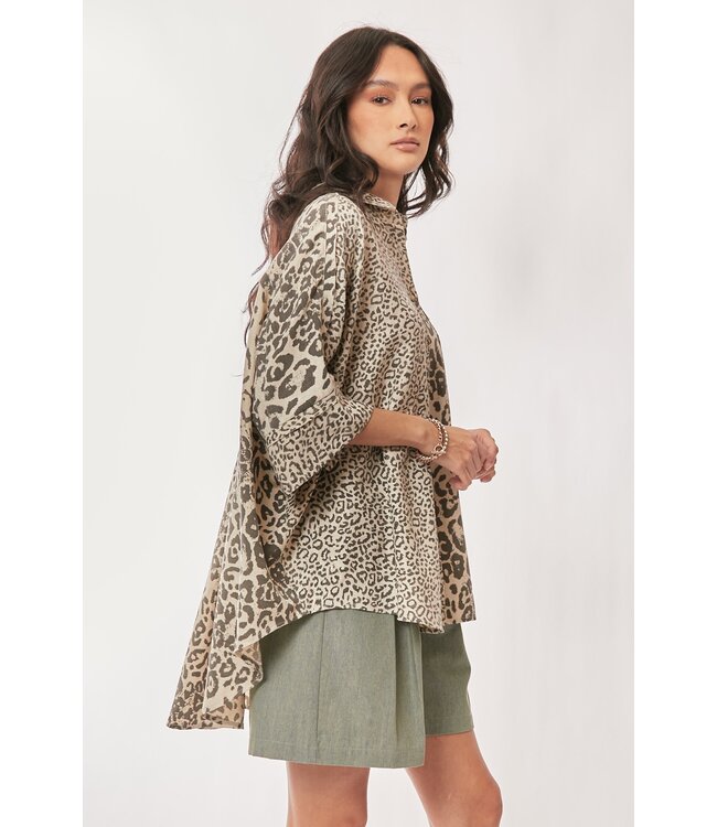 Sara Beth Taupe Leopard Top