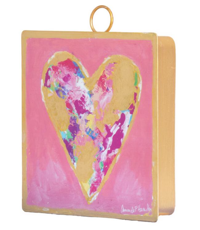 Round Top Mini Pink & Gold Messy Heart Print