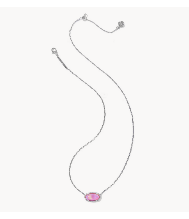 Kendra Scott Elisa Pave Frame Silver Short Pendant Necklace