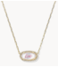 Kendra Scott Elisa Pave Frame Ivory Mother-of-Pearl Love Script Pendant Necklace