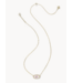 Kendra Scott Elisa Pave Frame Ivory Mother-of-Pearl Love Script Pendant Necklace