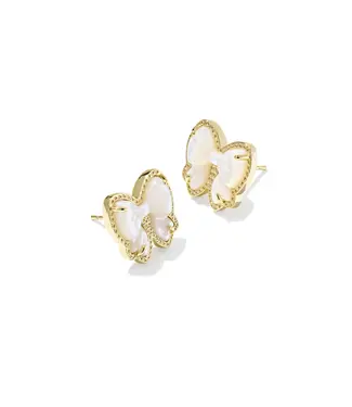 Kendra Scott Design Kendra Scott Haley Bow Ivory Mother-of-Pearl Gold Stud Earrings