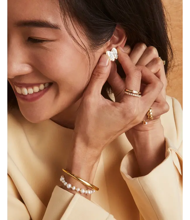 Kendra Scott Haley Bow Ivory Mother-of-Pearl Gold Stud Earrings