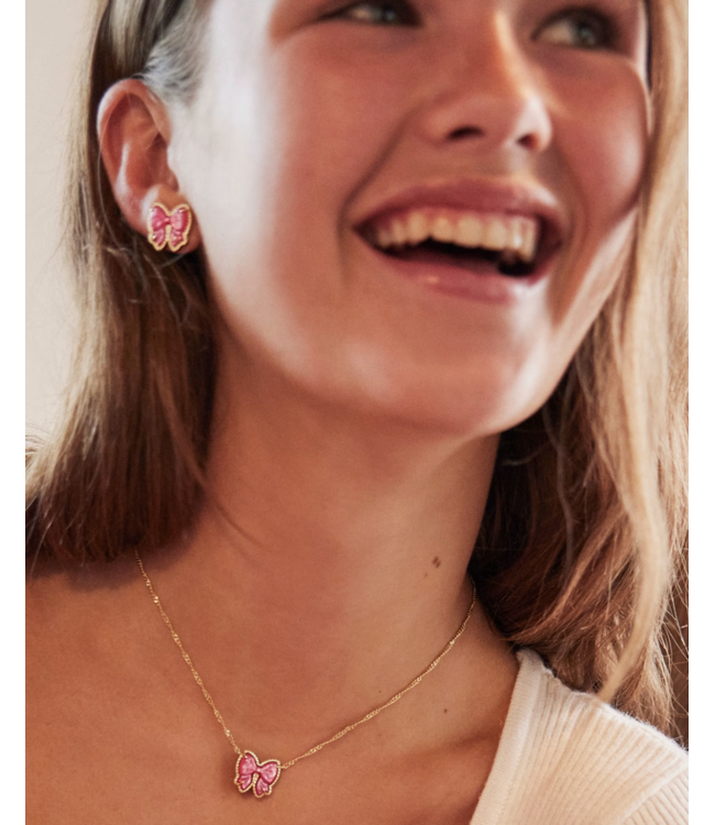 Kendra Scott Haley Bow Rose Violet Mother-of-Pearl Gold Stud Earrings