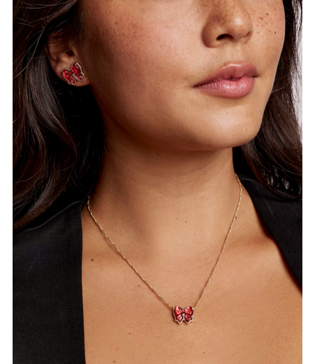 Kendra Scott Haley Bow Scarlet Mother-of-Pearl Gold Stud Earrings