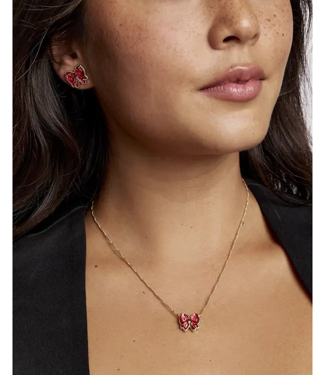 Kendra Scott Haley Bow Scarlet Mother-of-Pearl Gold Necklace