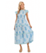 Perin Blue Smocked Midi Dress