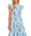 Perin Blue Smocked Midi Dress